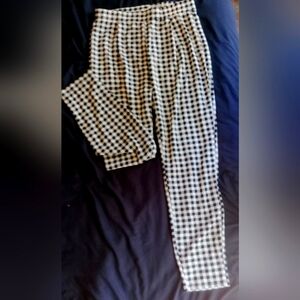 Women's Ranlege Size XL Black & White Gingham Stretchy Jogger Pants